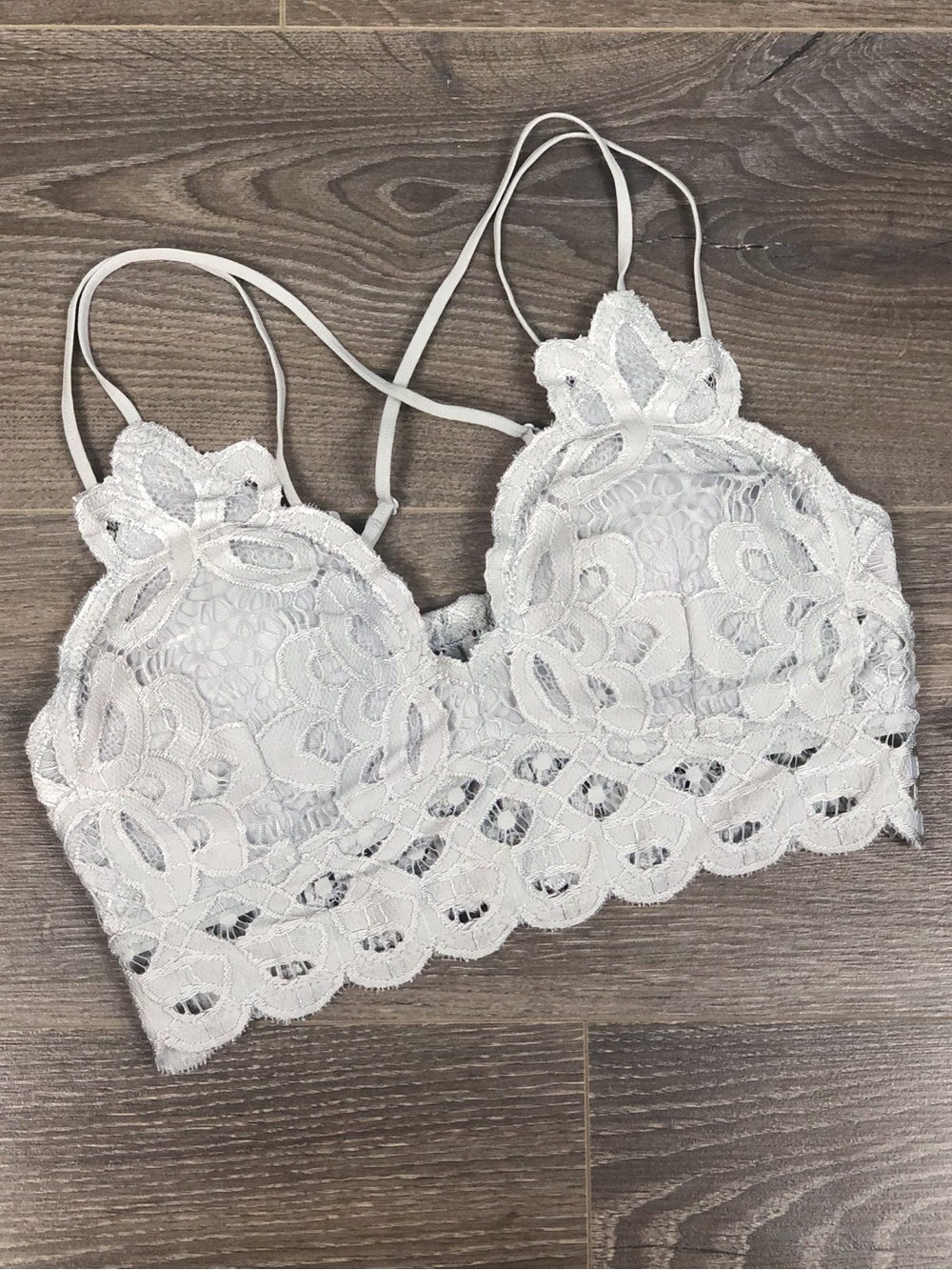 Wishlist Lace Bralette in Light Gray/ Stone